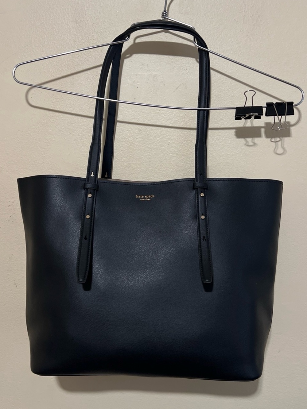 Kate Spade Do It All Large Black Leather Tote